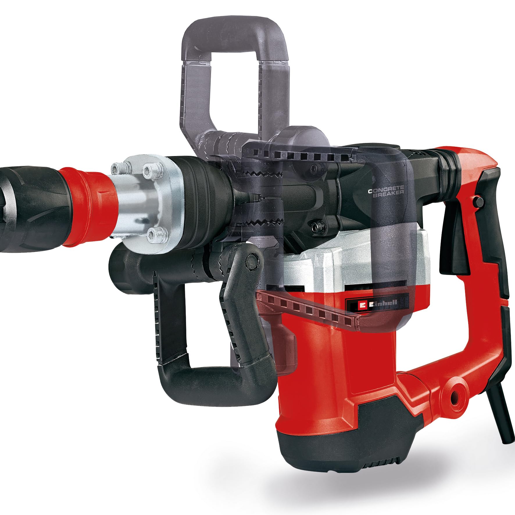 Einhell Martello Demolitore Te-Dh 32, 1500 W, Forza D'Urto 32 J, Mandrino Sds-Max, Impugnatura Principale Antivibrante e Rivestimento Morbido Softgrip, Con Ago E Scalpello Piatto e E Box, Nero, Rosso