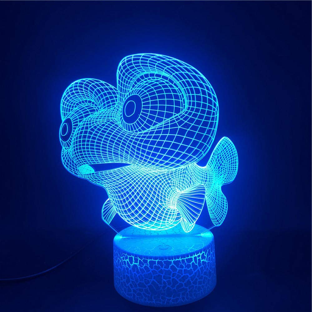 ZGSBT3D Illusion Lamp LED Night Light Atmosphere Cartoon Picture Large Ecofish Pretty Gift Battery Powered The USB Lamp Birthday Holiday Boy Girl Gift
