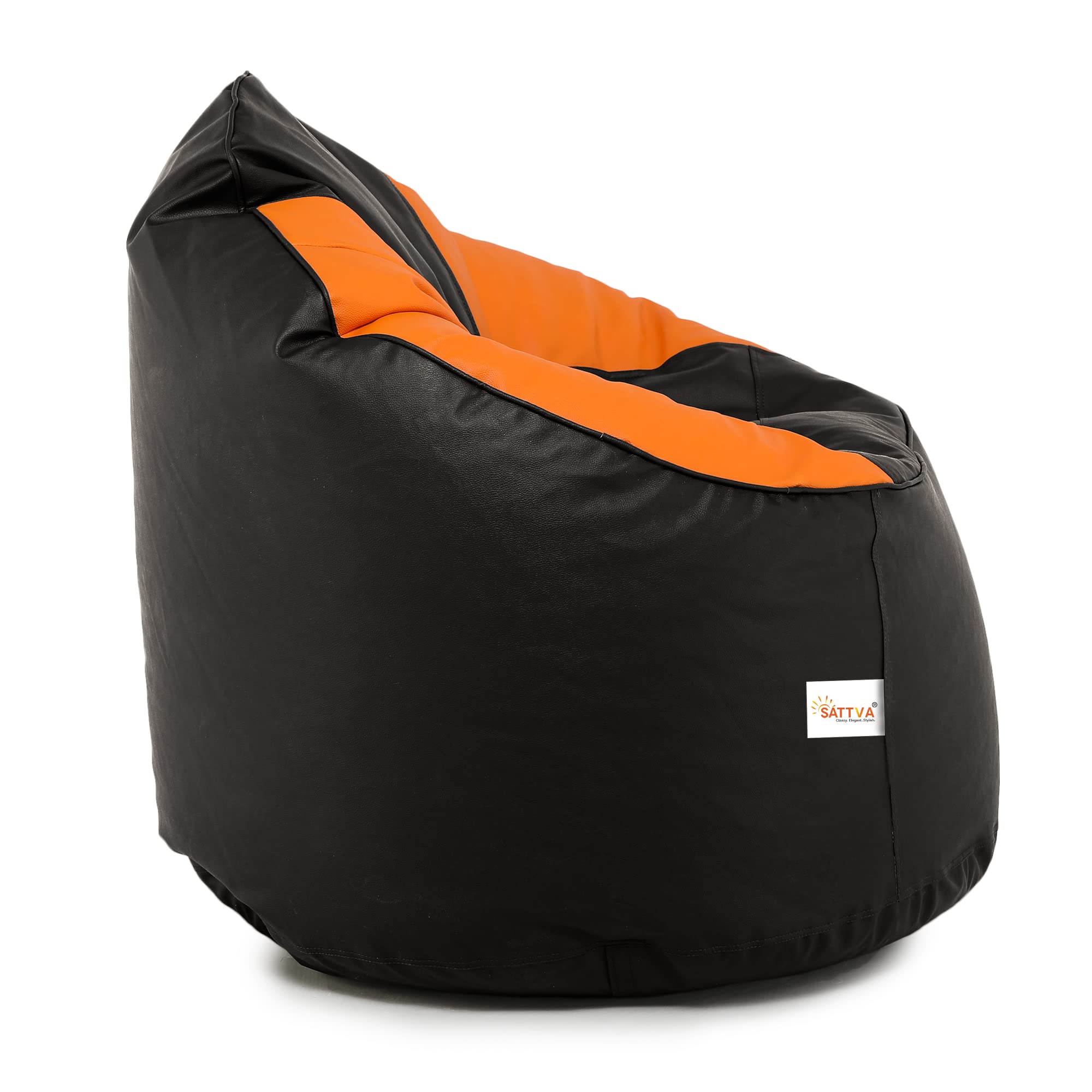 SATTVA Classy.Elegant.Stylish Muddha Sofa Bean Bag Cover (Without Beans) - Black and Orange 1