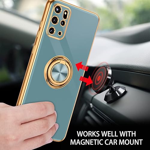 Miniatura 4 de DUEDUE Funda para Samsung Galaxy S20 Plus con soporte para anillo de soporte rotación de 360 grados dedo magnético de automóvil TPU suave funda
