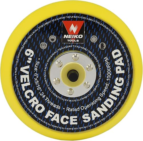 NEIKO 30263A - Discos de lijado de 6 pulgadas con gancho y bucle, eje de 516 pulgadas con 24 soportes de rosca, 10,000 RPM, almohadillas de lijado
