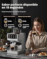 Vista 7 de Máquinas de espresso AIRMSEN con molinillo de muelas, 20 bares, varita espumadora de leche y vaporizador, cafetera de acero inoxidable para casa