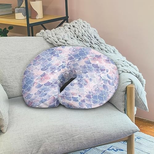 Miniatura 4 de Funda de almohada de lactancia para bebés niños y niñas, funda de cojín de escamas de sirena, funda de cojín de tela suave que se adapta Mermaid