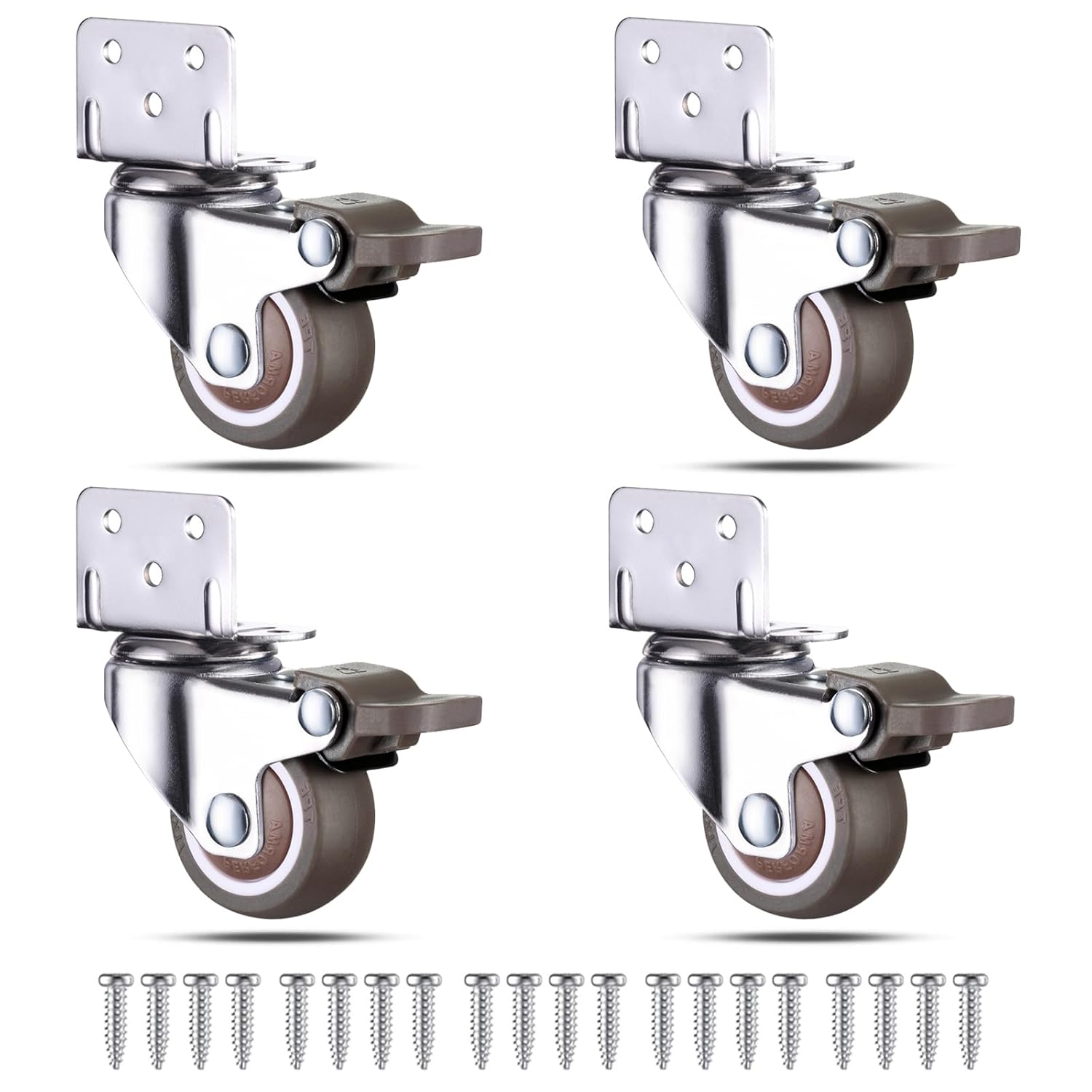 Mini Caster Wheels 1 Inch Small Side Mount Casters With Brake And