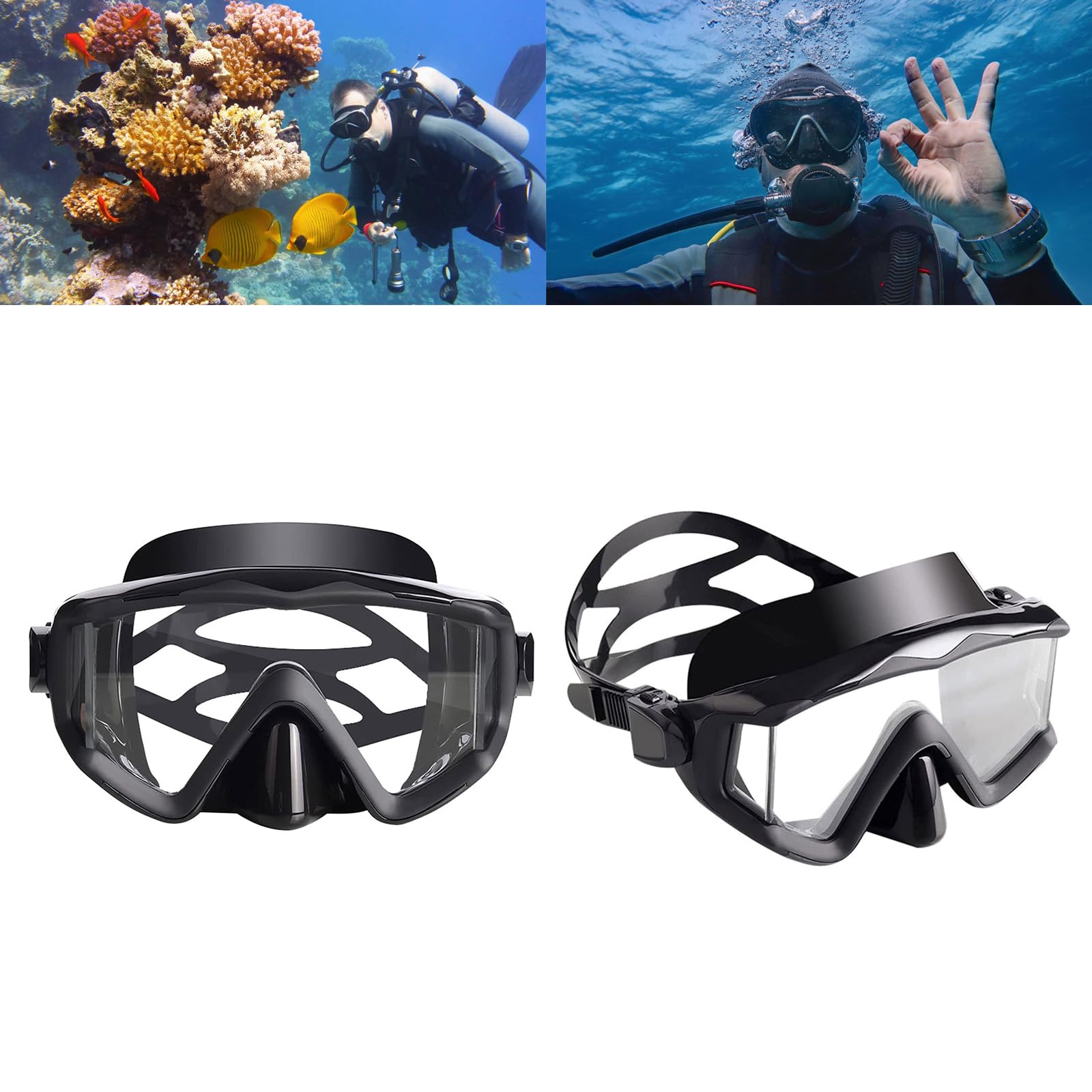 Gafas de buceo antifugas con vistas amplias para esnórquel, gafas de buceo, gafas de natación y pesca submarina