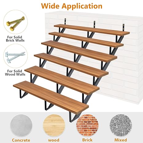 Steel Stair Riser 6 Step 3 Pack, Metal Stair Stringers for Deck Height 49.6 inches, Steel Stair Step Riser for Outside Stair