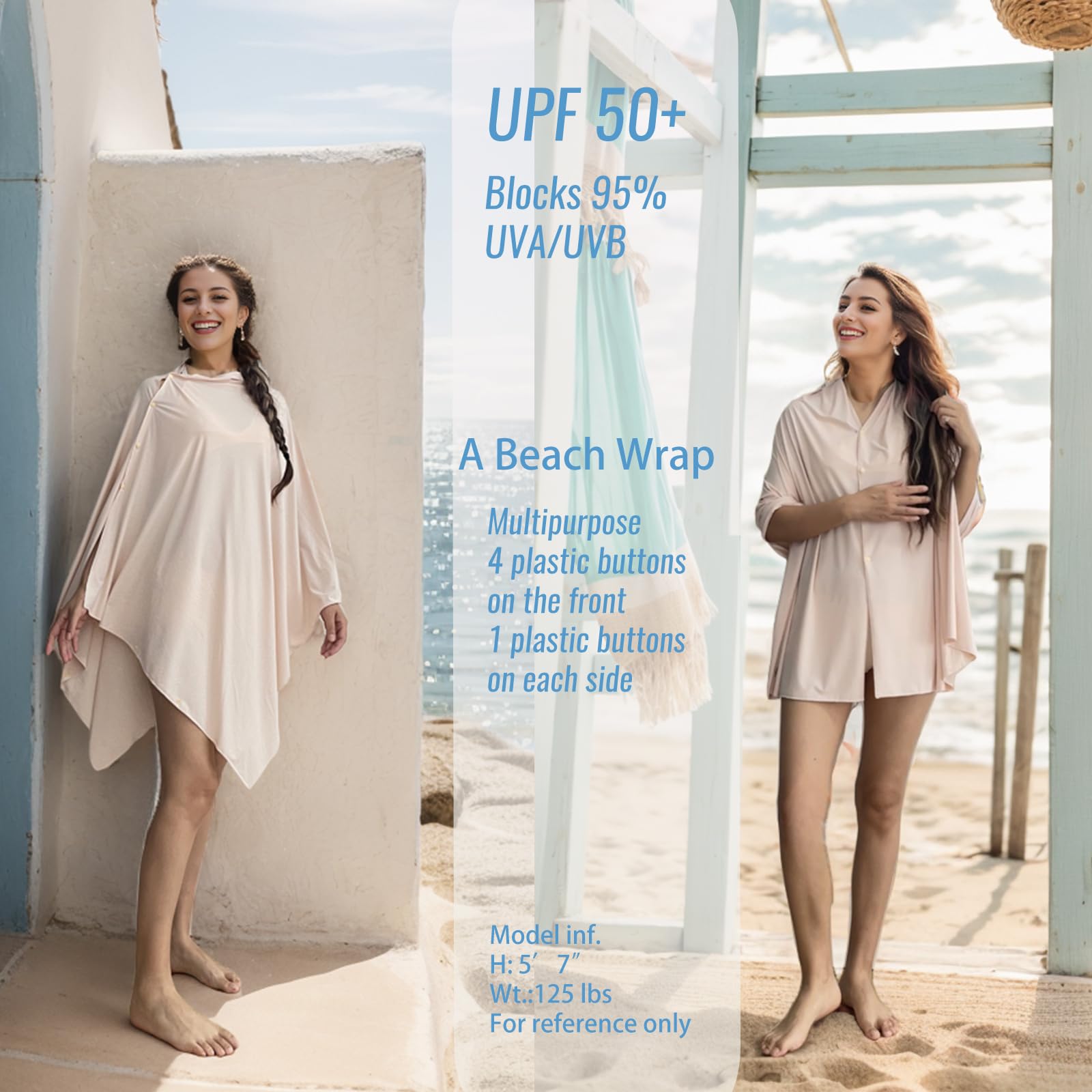 Bufanda de viaje con protección solar UPF 50+ y pashminas para mujer, manta de viaje para exteriores, verano, chal blanco UV