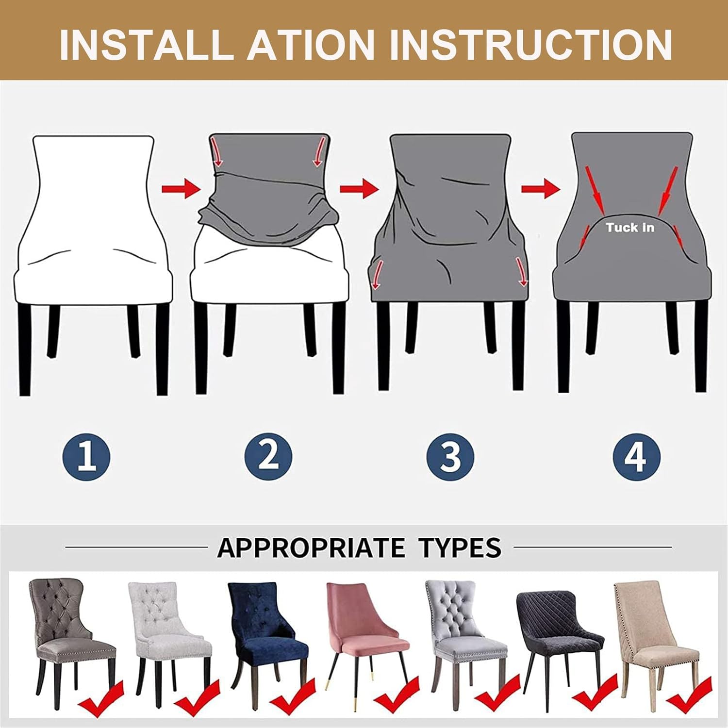 Stretch Velvet Accent Chair Cover Slipcover Set of 6 Dark Grey Curved Wingback Design with Arms Dining Room Chair Protector for Kitchen Living Home Decor Pack of 6