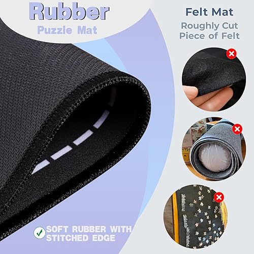 Miniatura 3 de Alfombrilla enrollable para rompecabezas, 46 x 30 pulgadas, almohadilla de goma negra de hasta 2000 piezas, rompecabezas grande mate rollo a 2000
