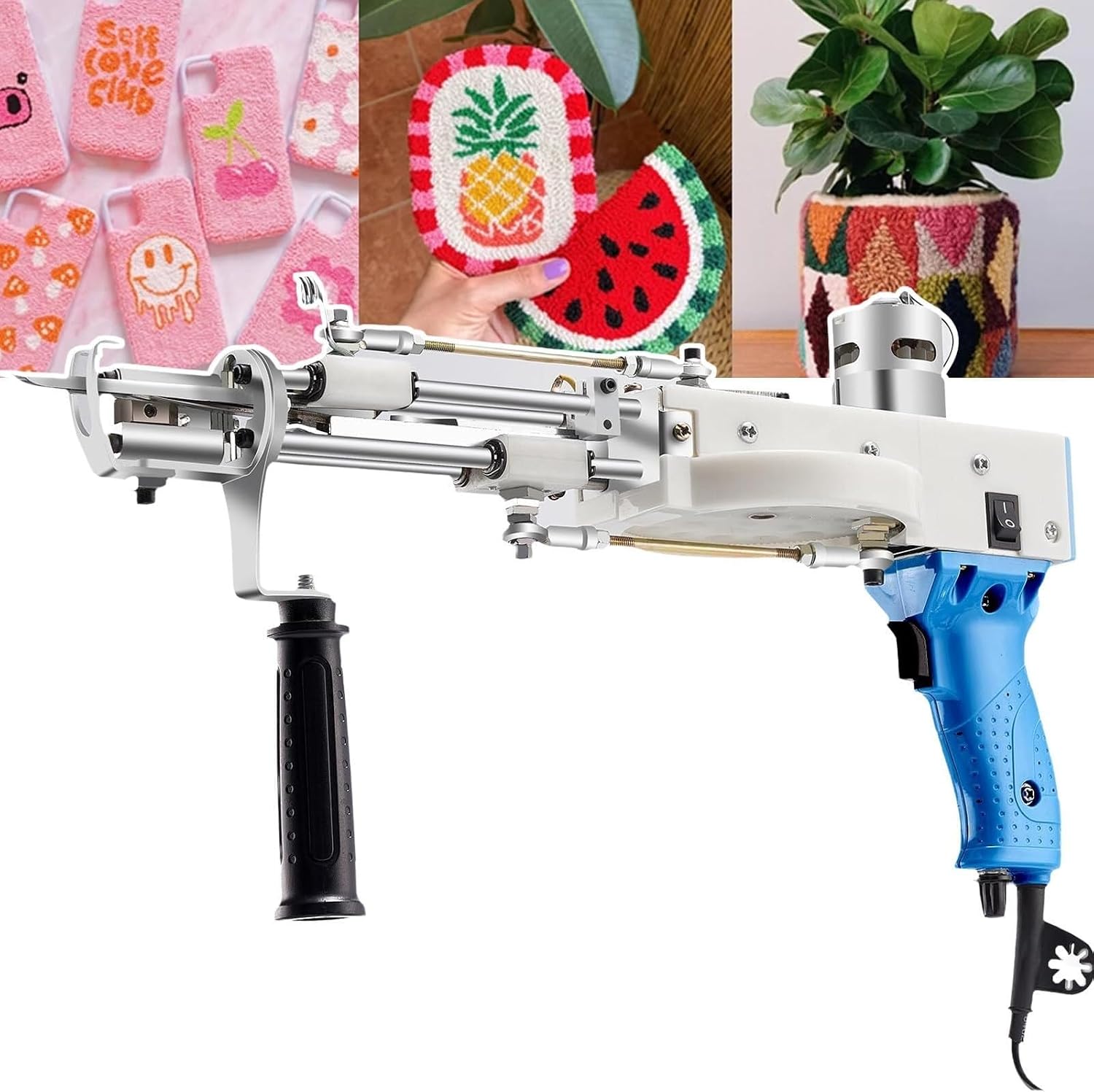 Long Pile Tufting Gun 2~3cm, 2 in 1 Cut Pile Loop Pile Rug Gun, Built-in Gear Tufting Gun Machine Speed Adjustment and 360°Handle Rug Tufting Gun