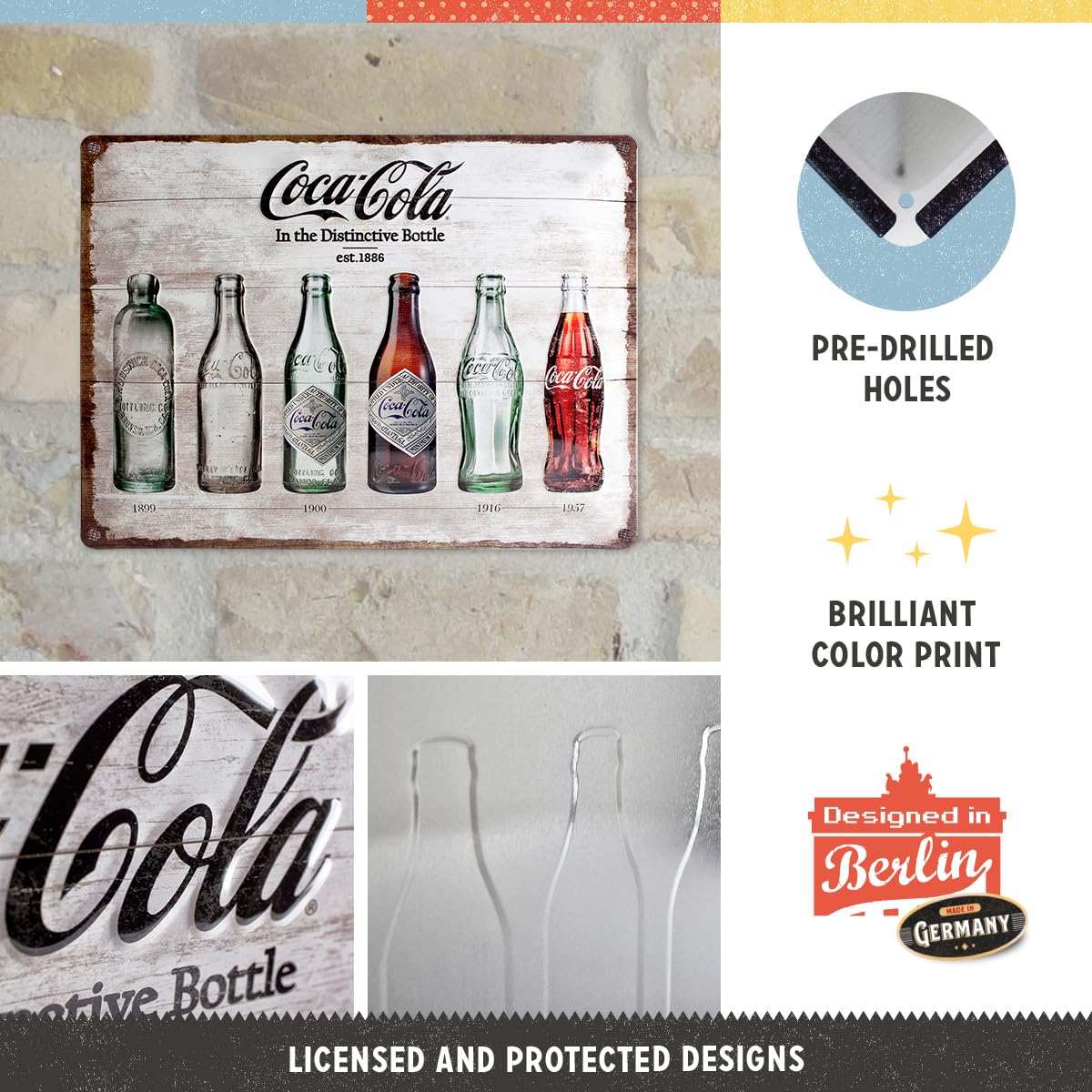 Nostalgic-Art Plaque en Metal 10 x 14 cm - Coca-Cola - Beach Couple