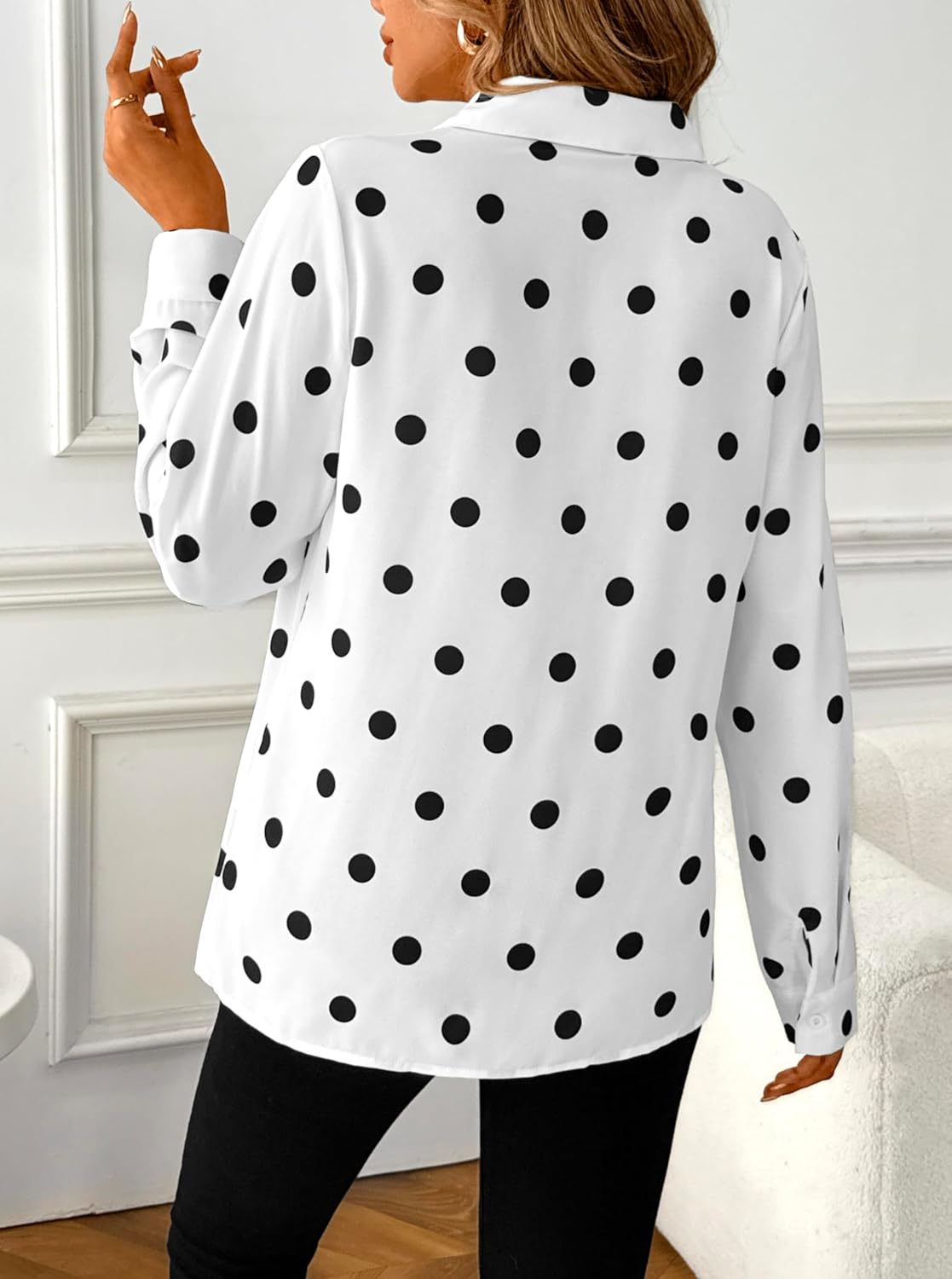 SOFIA'S CHOICE Women's Bow Tie Neck Corporate Outfits Long Sleeve Dressy Blouse Casual Business Shirt Top - Image 2