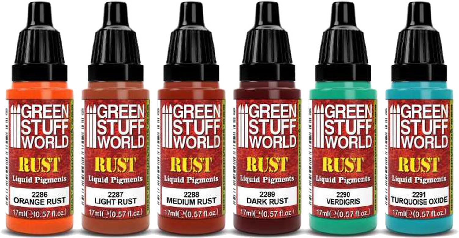 Green Stuff World Rust Liquid Pigments Weathering Model Paint Set 6x17ml