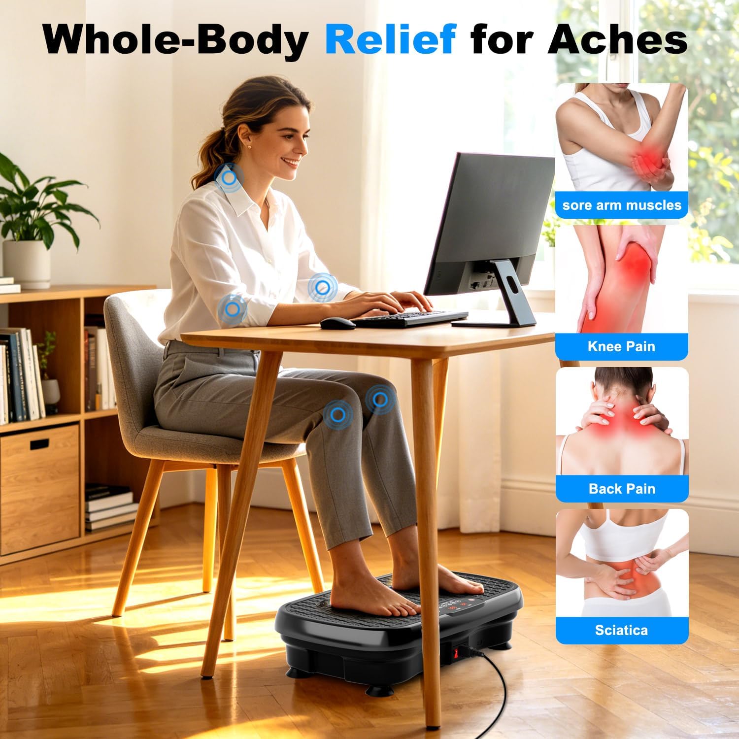TDH Vibration Plate Exercise Machine, Power Vibration Platform for Weight Loss, Shaping and Toning with Resistance Band - Home Gym