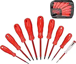 Chave de Fenda Isolada Conjunto de 9 Peças, Suportar 1000V Chave de Fenda Isolada, Chave de Fenda Isolada com Entalhe Reto E Cruz, Chave de Fenda Isolada Por Sucção Magnética, Caneta com Voltagem