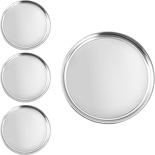 Stainless Steel Dinner Plates 12 Inch Set of 4 Large Indian Thali - Dinn...