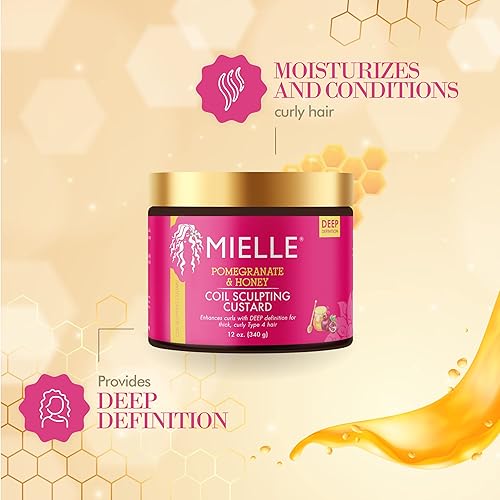 Miniatura 4 de Mielle Organics Crema esculpedora de granada y miel, crema de peinado natural más humedad, para rizos, ondas y bobinas para cabello natural o