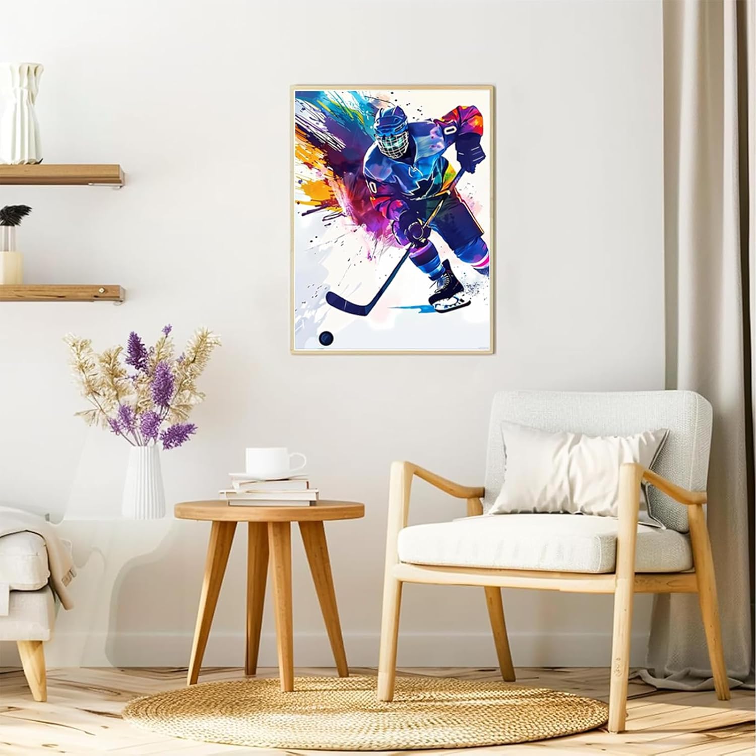 EATUKYIC Colorful Hockey Funny Diamond Painting Kit for Adult DIY Full Drill Diamond Art Sports 5D Diamond Dots Kits Painting Crafts for Home Decor 12x16 inch