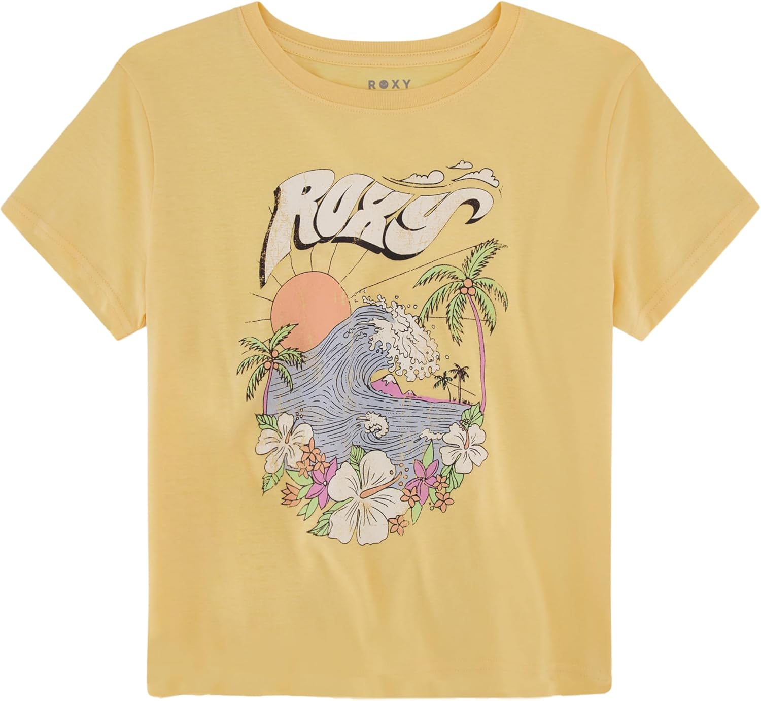 Roxy Girls Short Sleeve Oversized Fit Logo Tee, Crew Neck Graphic T-Shirt, Soft & Comfortable