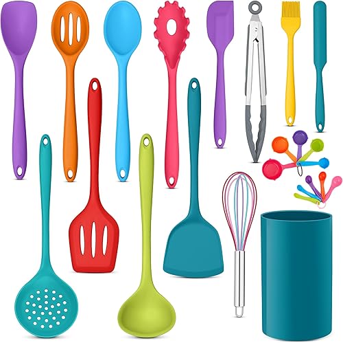 Miniatura 9 de E-far Juego de 10 utensilios de cocina de silicona, juego de utensilios de cocina resistentes al calor para ollas y sartenes antiadherentes,