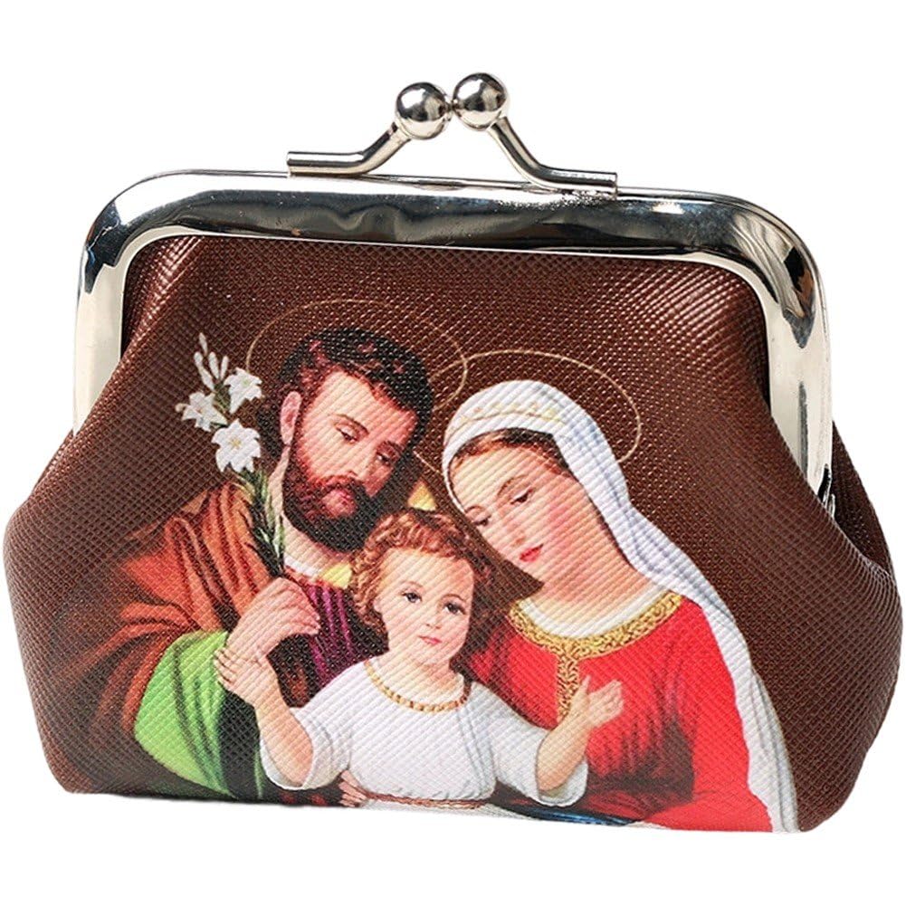 Sslvya Catholic Rosary Pouch, Small Coin Purses Beads Holder Bag with Kiss Lock Closure, Religious Jewelry Storage Box for Necklace Rosary Beads