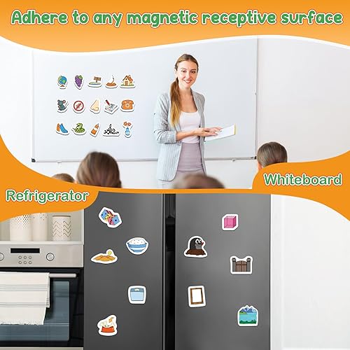 Miniatura 10 de Kasfalci Juegos de palabras CVC, 50 objetos de espuma magnética, imanes de nevera para niños, juguetes de terapia del habla para niños pequeños,