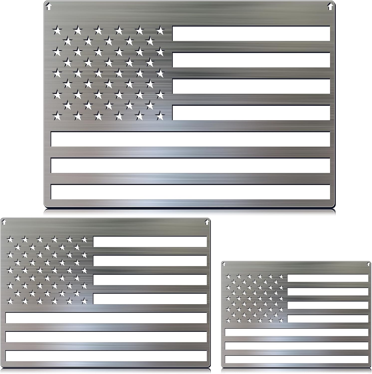 Leinuosen 3 Size Stainless Steel American Flag 50 Star Stencil Template Reusable Metal Flag Stencil 13 Stars 1776 Steel Template for Carving Star on Wood Fabric Paper Walls Art' Drawing(Classic Style)