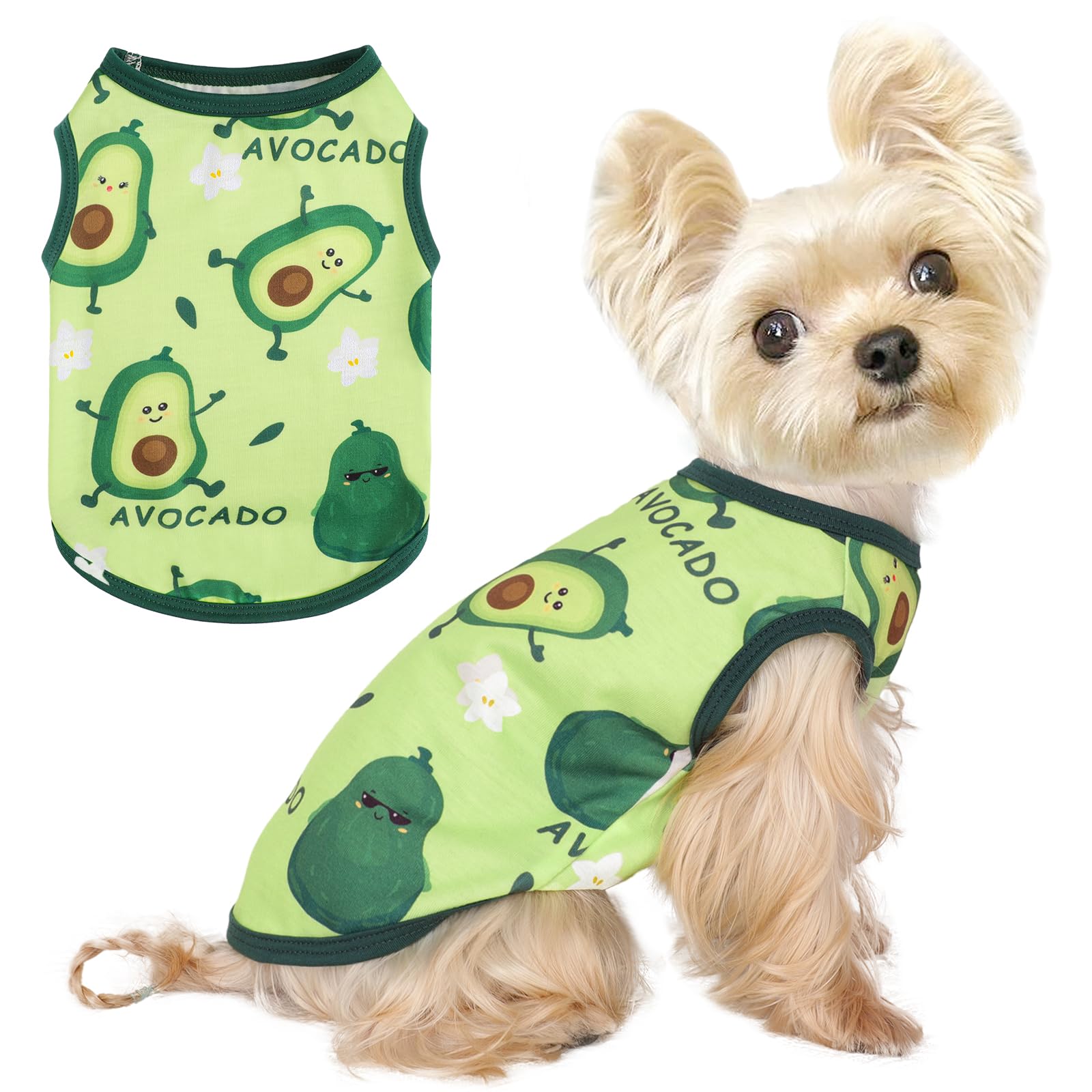 Dog Shirt Vest Dog Clothes for Small Dogs Boy Girl Stretchy Summer Puppy T-Shirts Soft Breathable Lightweight Puppy Sweatshirt Pet Cat Outfit (Avocado
