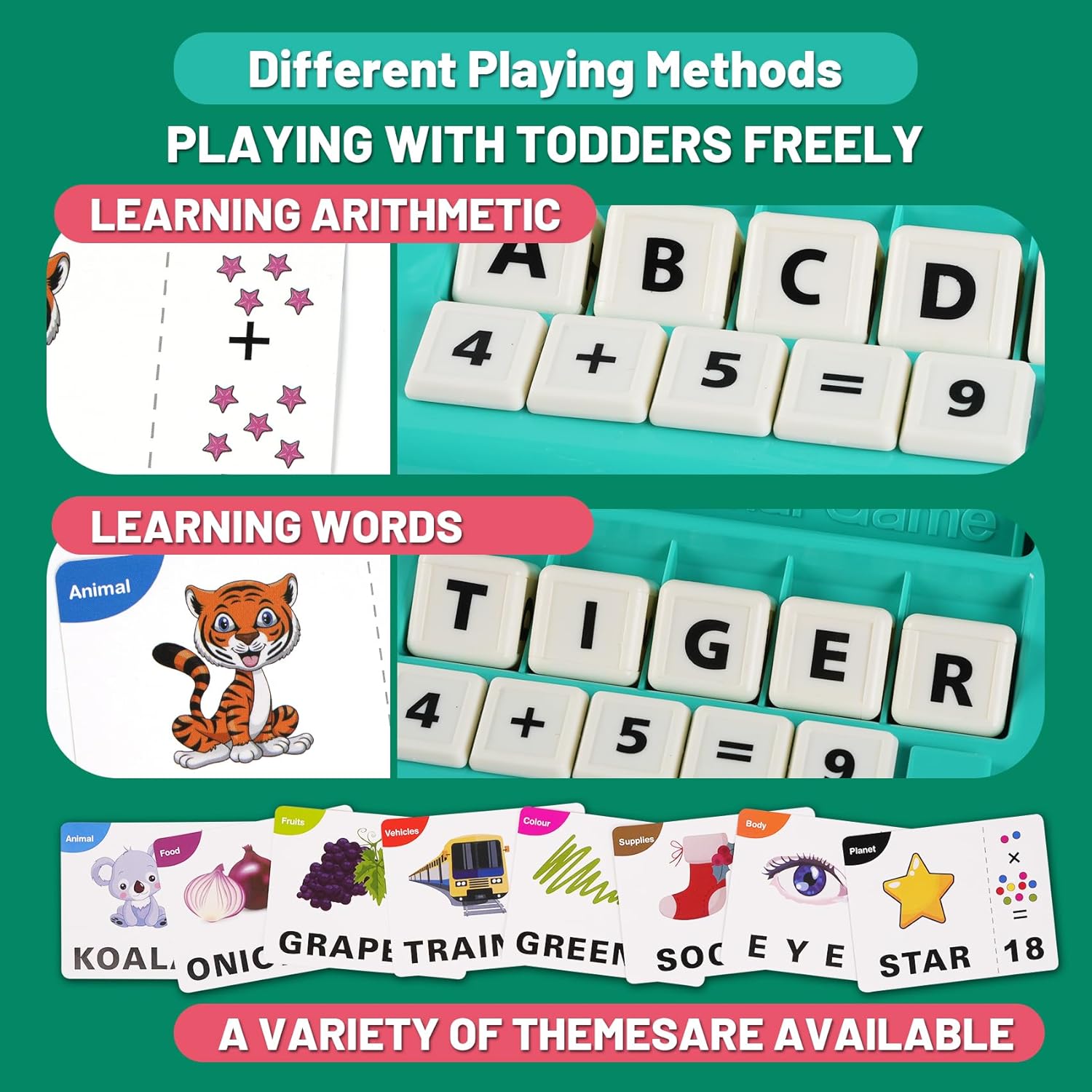 Upgraded Dinosaur Math Balance Toy with Number Blocks, Letter Cubes & 32 Learning Cards, Montessori Learning & Education Toys for Ages 3–7,Ideal Gift for Kids (Upgraded Blue)