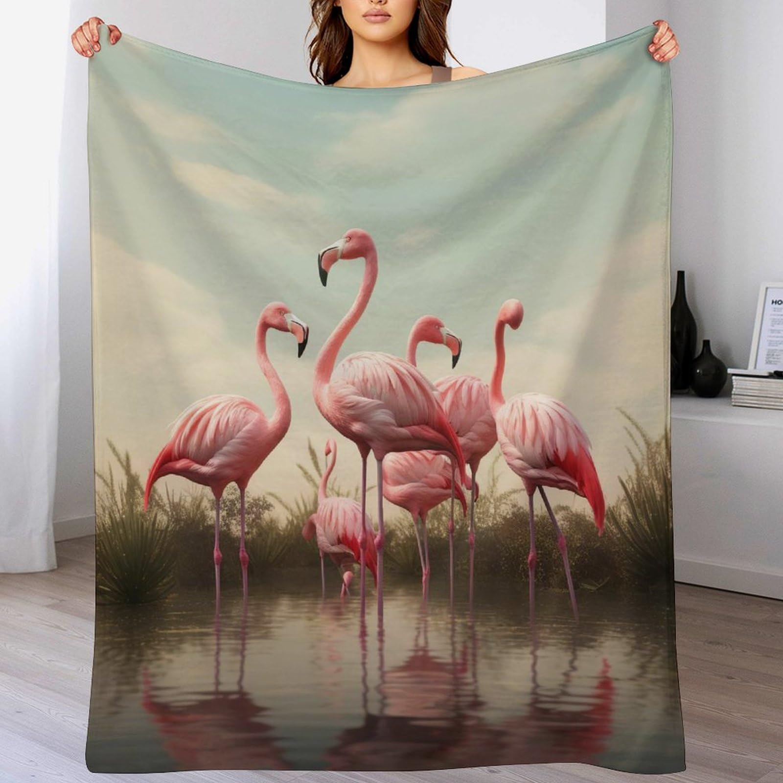 Manta de franela de flamenco para sofá sofá salón polar 130x150 cm