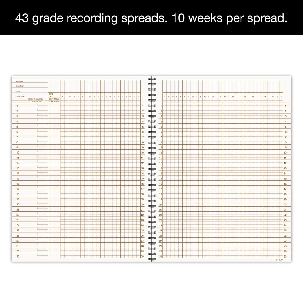Whaley Gradebook (9 x 12 inches) 2-Line Grade And Attendance Record Book, Four Quarters or Six Terms (GB-2L) - Image 6