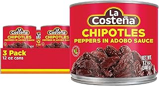 La Costeña Chipotle Peppers in Adobo Sauce - Smoked Spicy Peppers Chipotle in Adobo Sauce - Mexican Food, Taco, Enchiladas & Salsa - Hot Pickled Vegetables - 12oz, 3 Pack Canned Vegetables