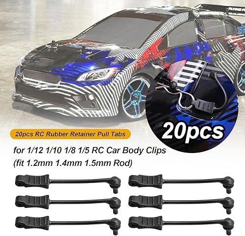Miniatura 10 de Hobbypark 20 lengüetas de goma RC para clips de cuerpo de automóvil RC 118 124 (se ajusta a varilla de 0.028 in y 0.039 in)