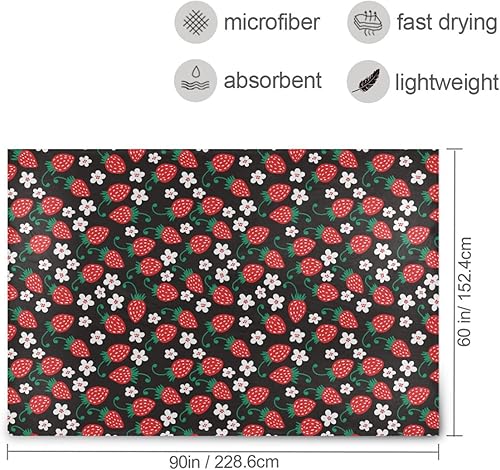 Miniatura 3 de KLL Fruit Red Strawberry Floral Black Flannel Fleece Blanket All Season Use Plush Blanket Lightweight Microfiber Throws 60x90 Inches for Travel,