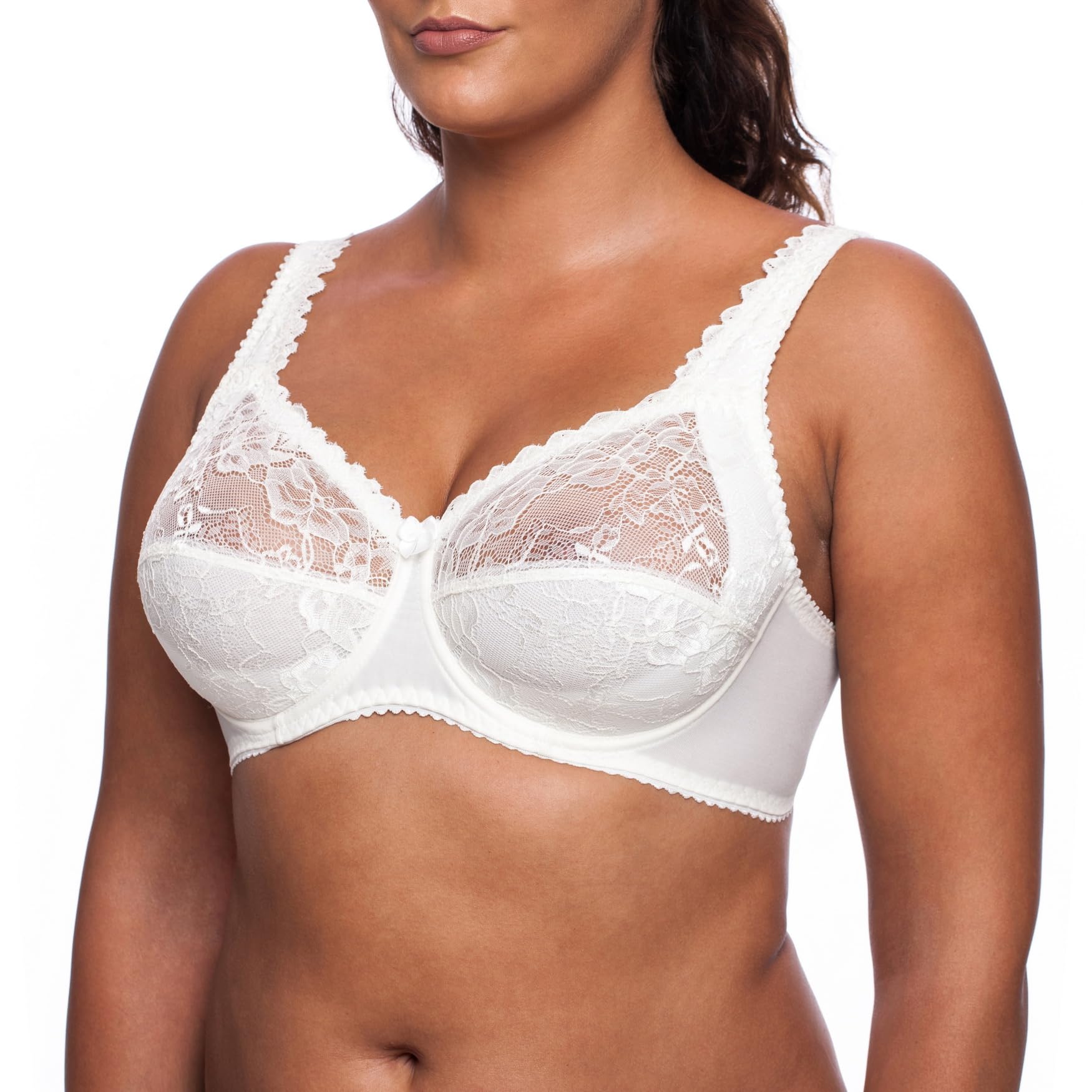 frugue Ladies Bra Minimiser Full Coverage Underwired Plus Size Lace UK Ivory UK 38 DD