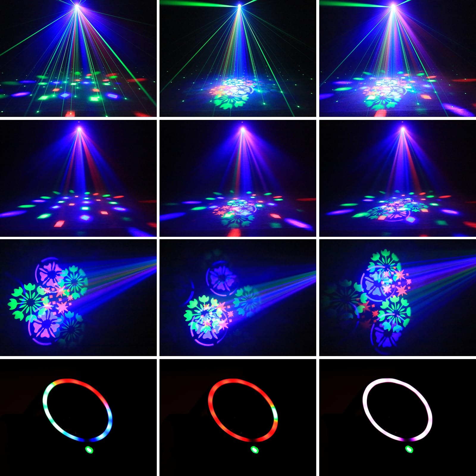 Lira LED 30W Mini Luce Discoteca Dot Beam a Testa Mobile, Set di luci LED RGB con Telecomando Luce Effetto Gobo con Apertura DMX512 per Scena Party Club DJ 2PCS
