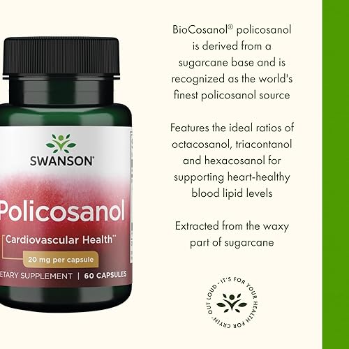 Miniatura 4 de Swanson Policosanol - Suplemento ayuda a apoyar la salud cardiovascular - Fórmula totalmente natural ayuda a la buena salud y función del corazón -