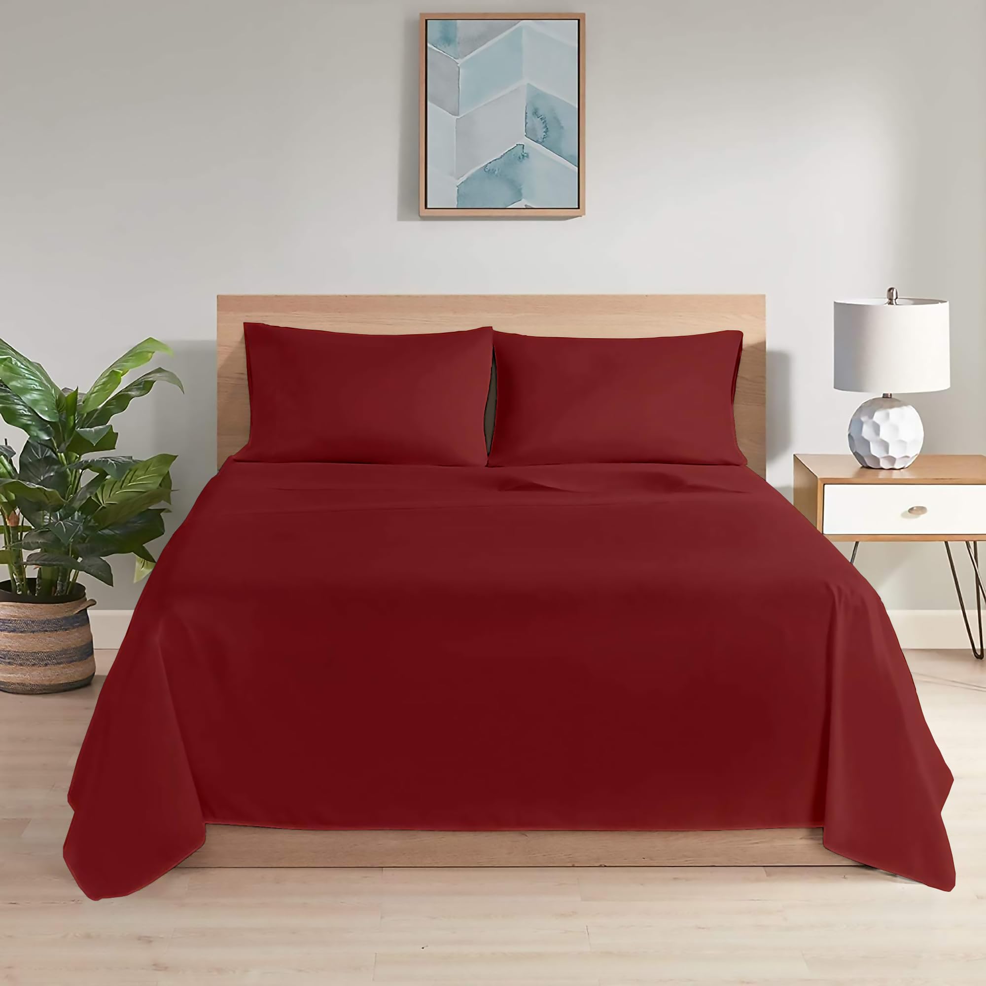Ray Bedding Flat Sheet 100% Egyptian Cotton Double Bed Sheet 400 Thread Count Soft, Breathable, Machine Washable Luxury Sheets — image 1