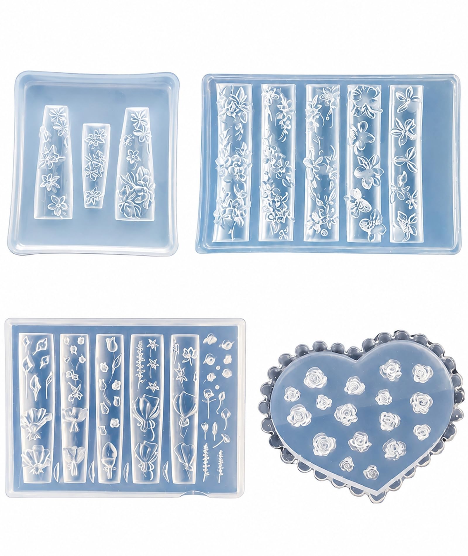 4 PCS 3D Gel Nail Art Flower Molds, Professional Nail Accessories for Nail Art, Home Salon and Resin Craft Projects, Set of Four Nail Molds for Creating Vintage Style Decorations-image-41