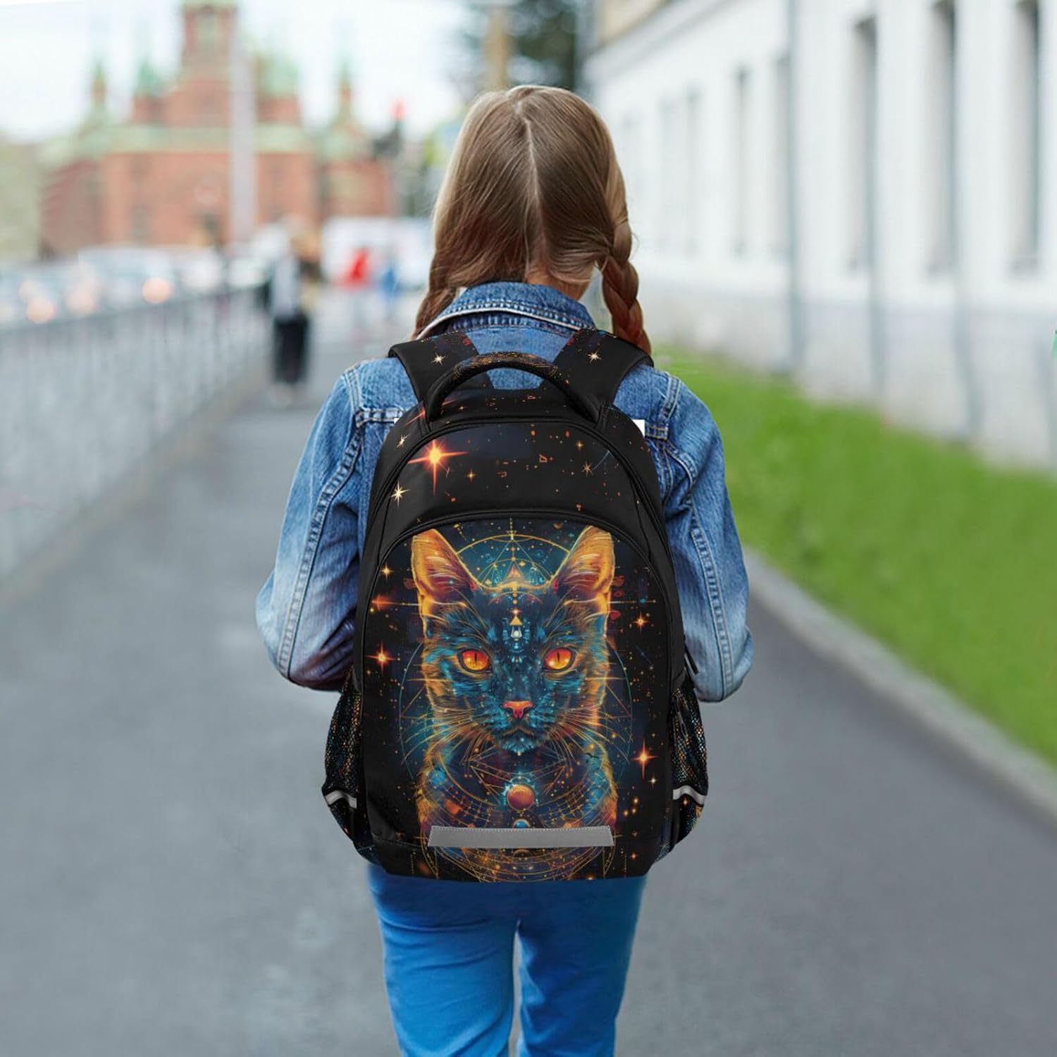 Cat Backpack for Students Boys Girls Galaxy Cat Style Ancient Egypt School Bag Travel Daypack Rucksack