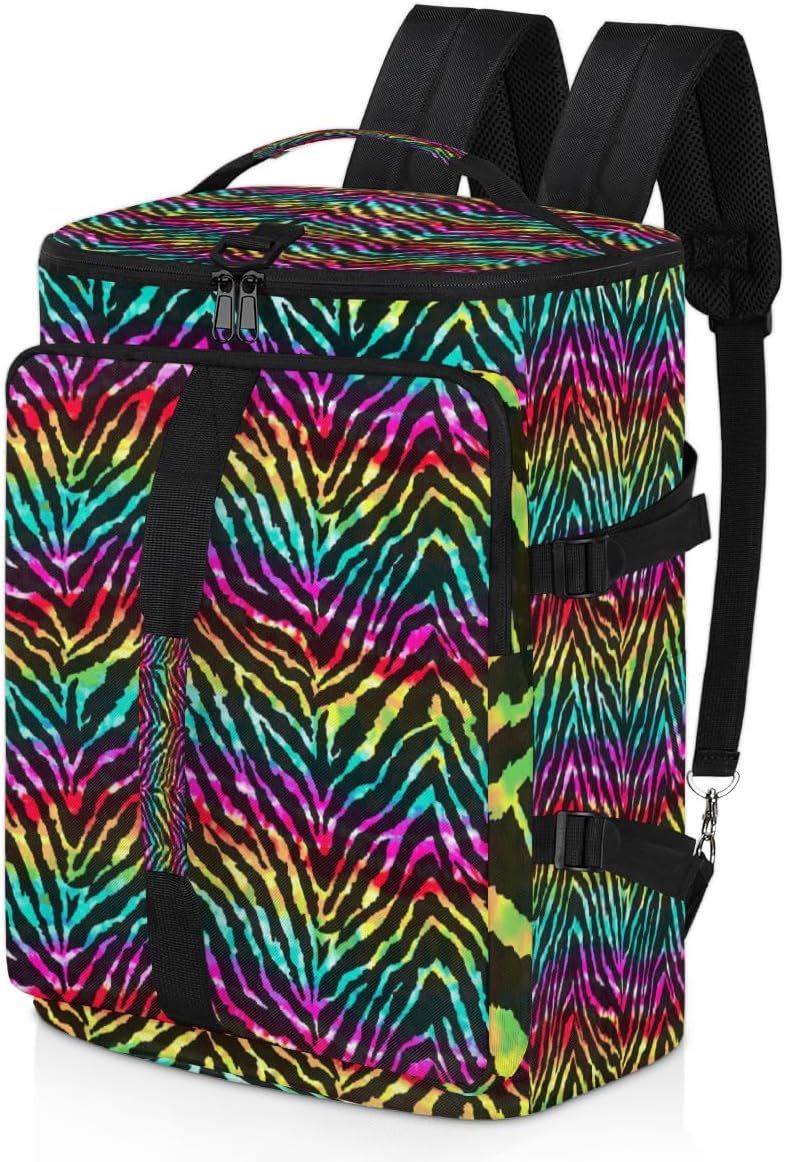 Large Sports Gym Bag With Shoe & Laptop Compartment 47L Waterproof Travel Duffel Bags for Men Women Rainbow Zebra Print Luggage Backpack Duffle Bag