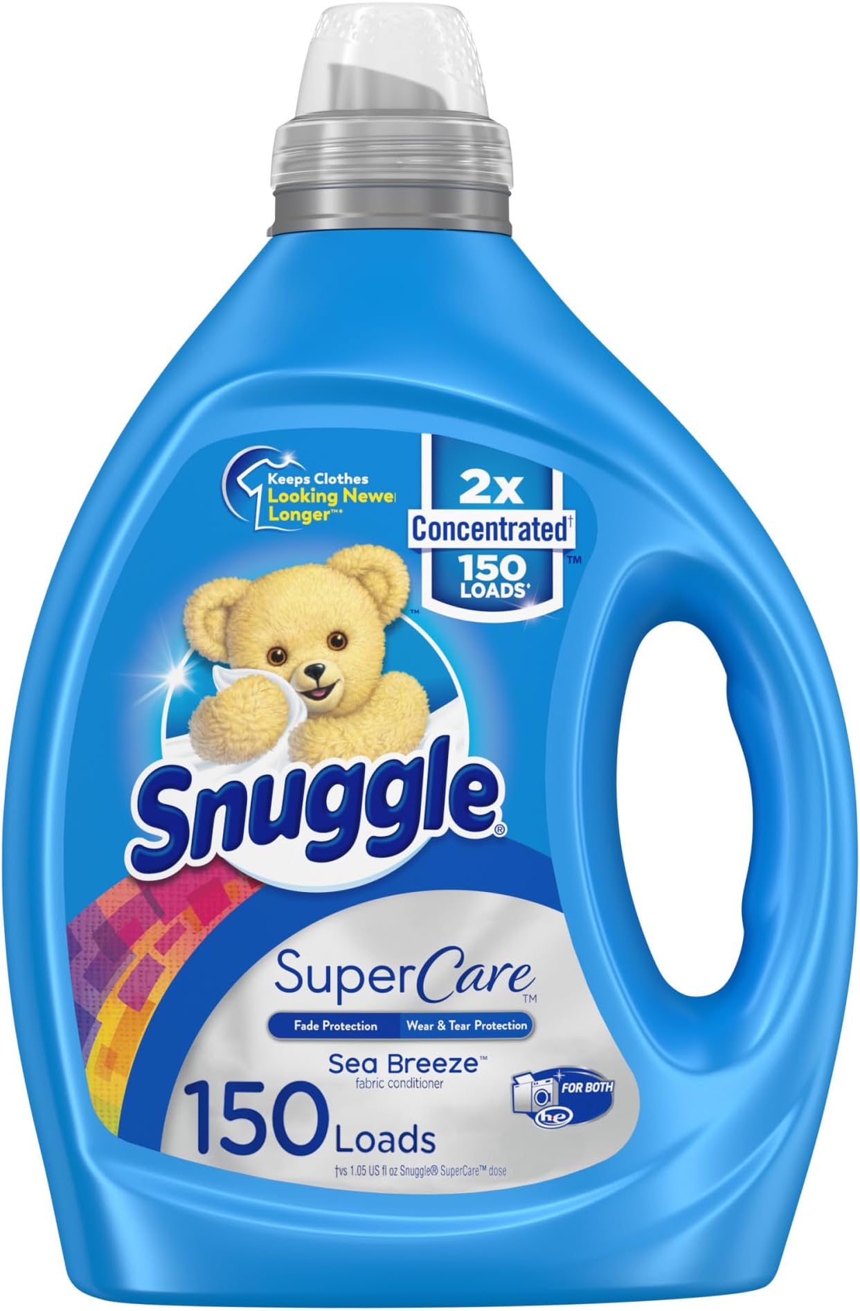Snuggle SuperCare Laundry Fabric Softener Liquid, Sea Breeze, 2X Concentrated Fabric Conditioner, 150 Loads