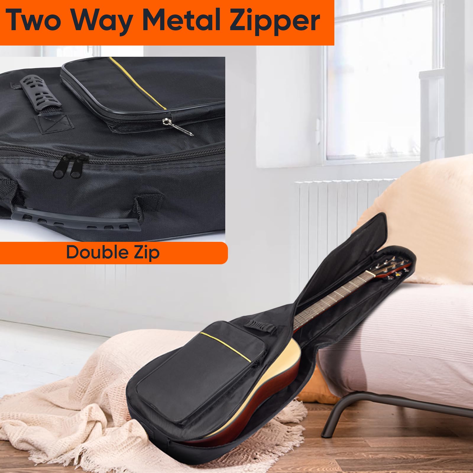 Custodia per chitarra acustica a grandezza naturale, borsa per chitarra acustica, impermeabile, imbottita, custodia per chitarra classica, borsa per concerto per chitarra acustica, zaino protettivo