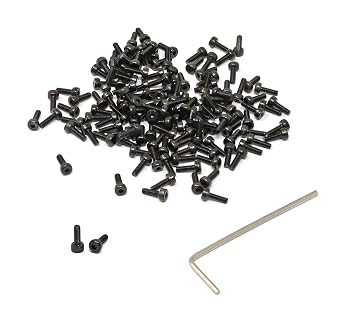 iexcell 100 Pcs M2 x 6mm Thread Pitch 0.4 mm Alloy Steel 12.9 Grade Hex Socket Head Cap Screws Bolts Kit, Black Oxide Finish