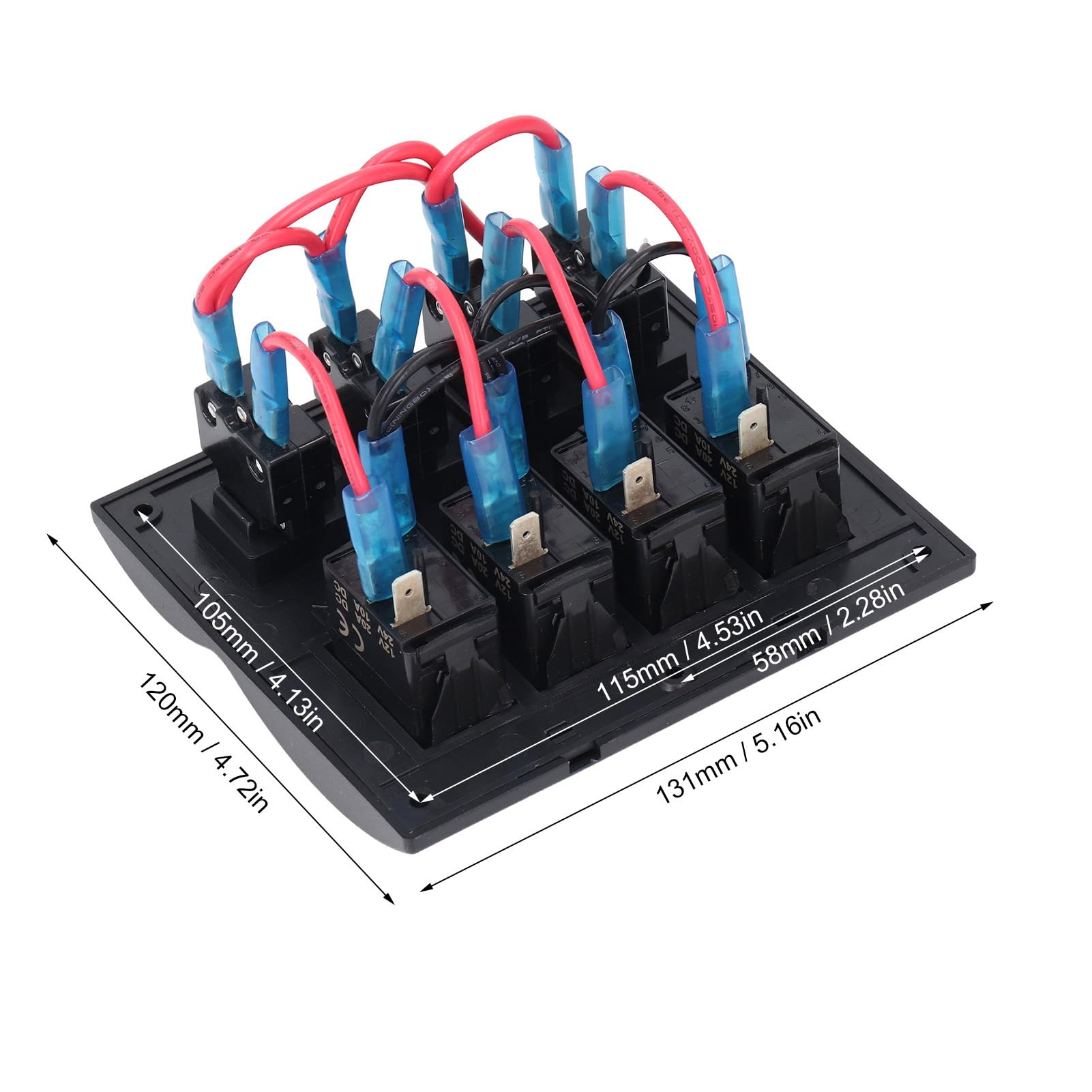 Panel de Interruptor Marino de 4 Bandas IP65 Panel de Interruptor de Encendido y Apagado Precableado a Prueba de Agua con Protector de Sobrecarga Control Fácil Barco RV DC12V 24V