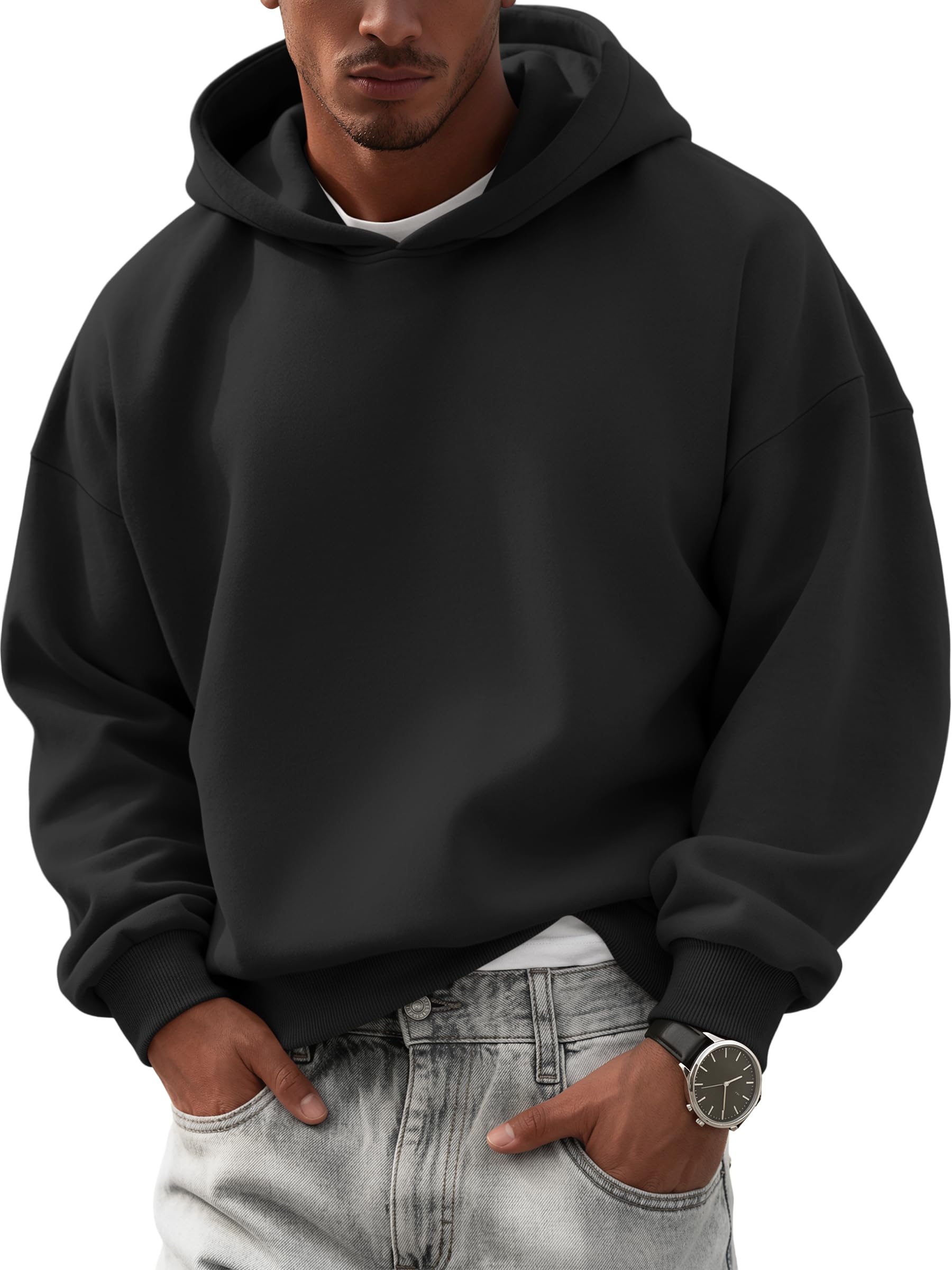 Mens Fleece Lined Hoodies Oversized Sweatshirts