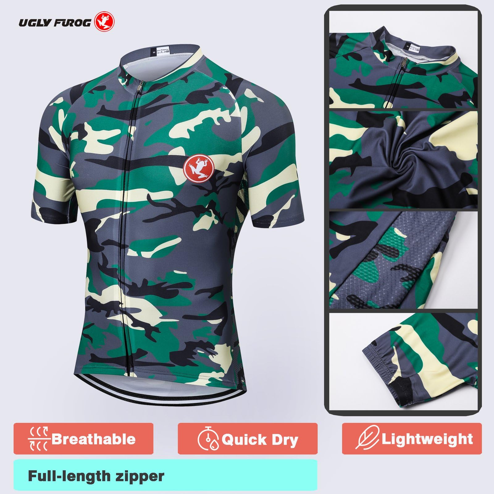 UGLY FROG Hombres Jersey + Pantalones Cortos Mangas Cortas de Ciclismo Ropa Maillot Transpirable para Deportes al Aire Libre Ciclo Bicicleta DTMX03F