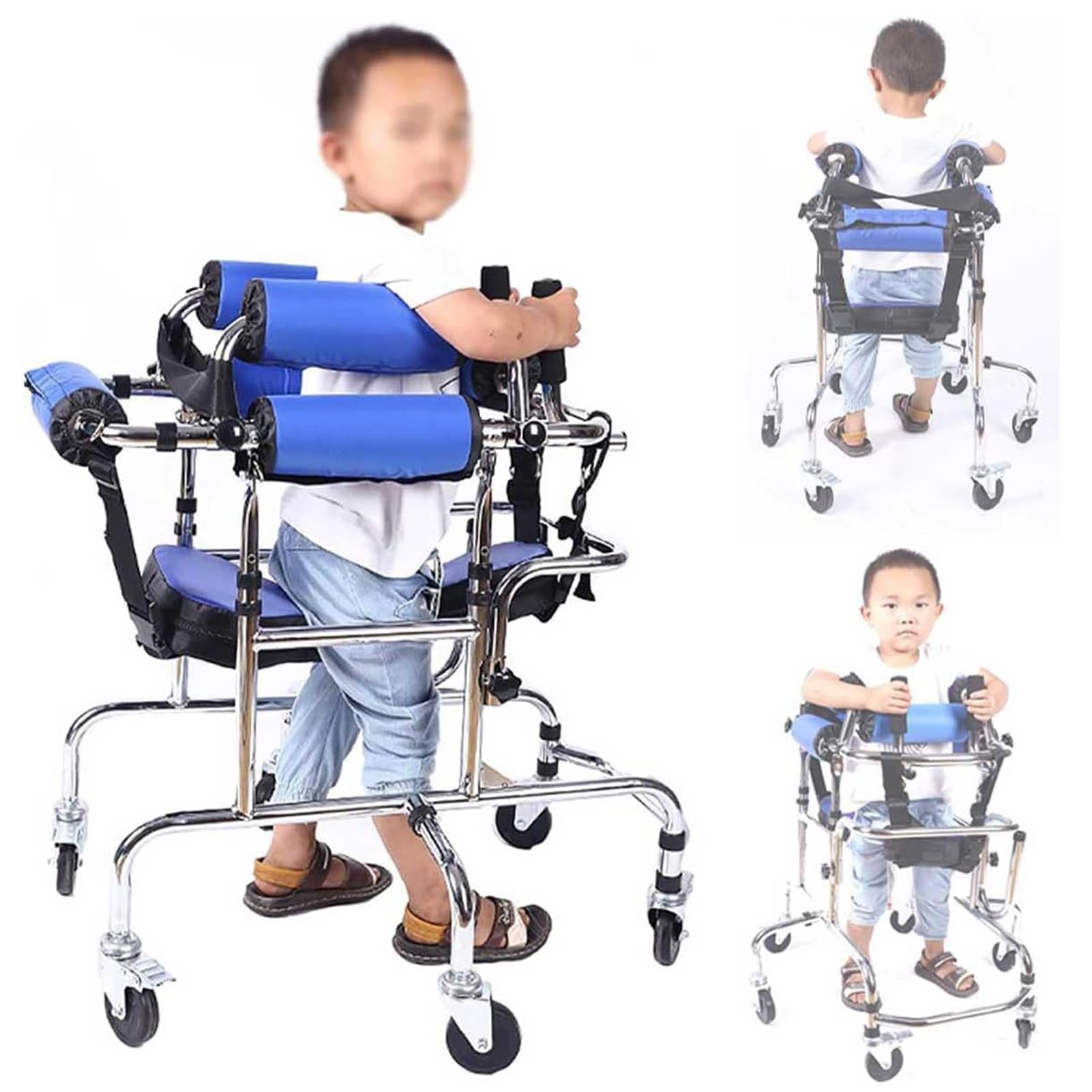 Pomoce do chodzenia dla osób niepełnosprawnych, chodzik ze stojakiem, 6 obracających się kółek, regulowana wysokość, wyłączony sprzęt pomocniczy rehabilitacja Allenam