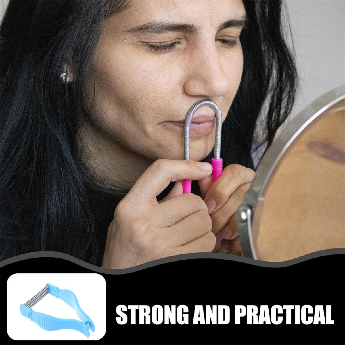 2pcs Handheld Facial Hair Remover Epilator Spring Hair Cleaning Roller for Women Portable Lip Cheek Removal Tool