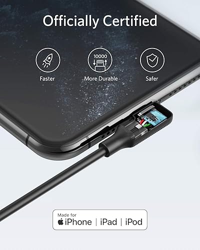 Miniatura 4 de Anker Cable Lightning USB-C a 90 grados (6 pies), certificado MFi, soporta entrega de energía para iPhone SE  11 ProXXSXR  8 PlusAirPods Pro, iPad
